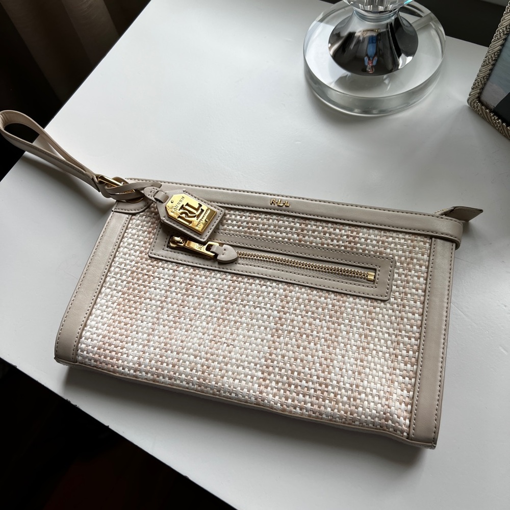 Ralph Lauren Beige and Gold Wristlet